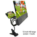 12-inch mobile phone screen amplifier with built-in speakers and adjustable gooseneck stand folded for storage