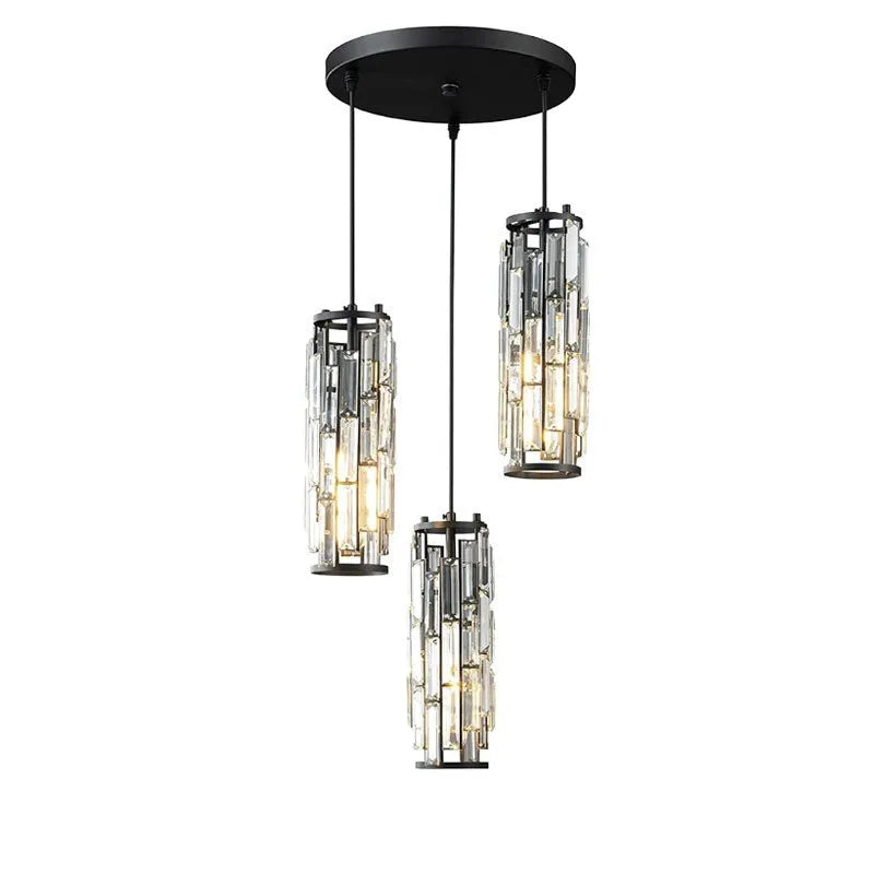 LED single head droplight with industrial crystal restaurant design in black finish