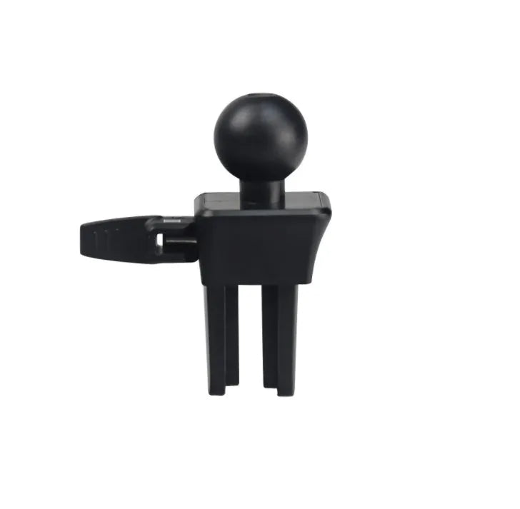 Black plastic car vent mobile phone holder with adjustable arms for universal device compatibility