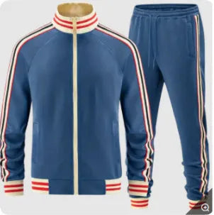 Turtleneck zipper cardigan and trousers streetwear suit in polyester fibre