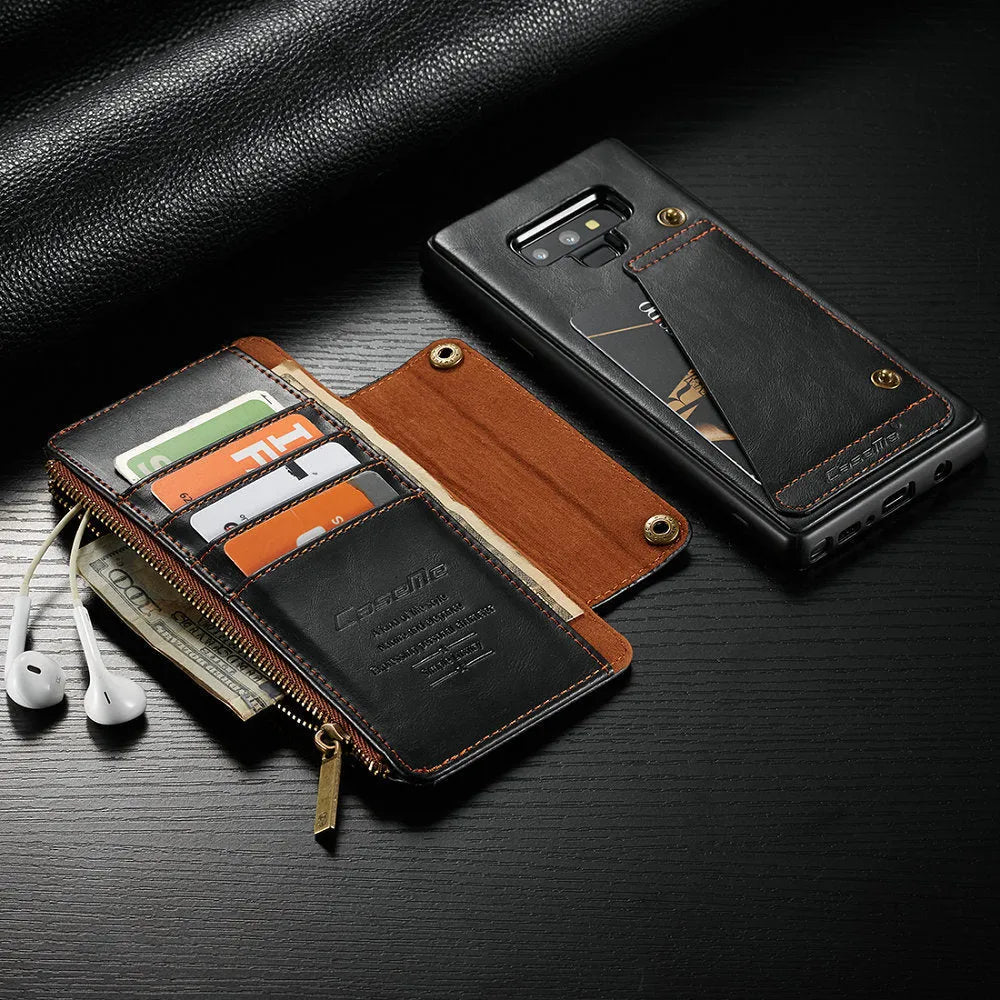 PU leather flip phone case for Samsung Galaxy Note9 in black, brown and red colours