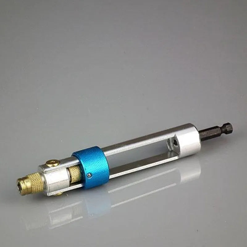 Half Time Drill driver attachment with swivel head and set of 18 Phillips, flathead, and countersink bits.