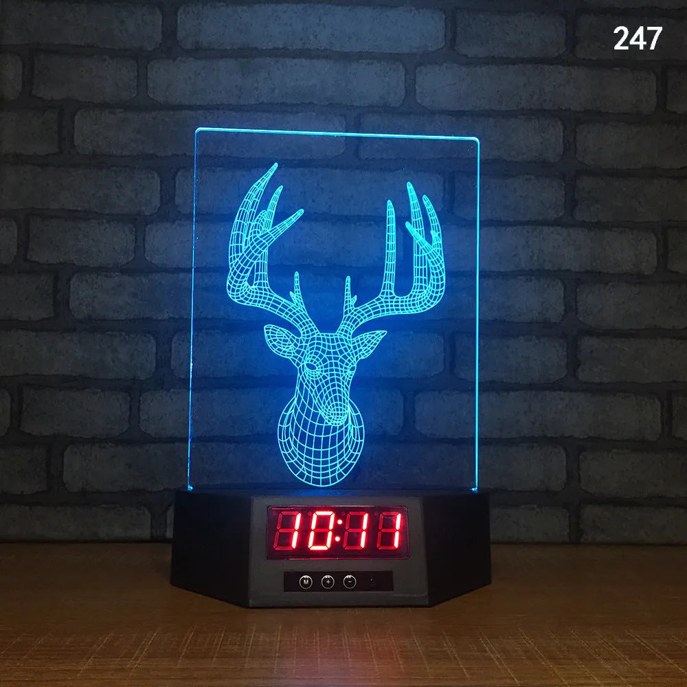 Glowing blue dolphin 3D night light with wireless charging base and remote control on wooden table