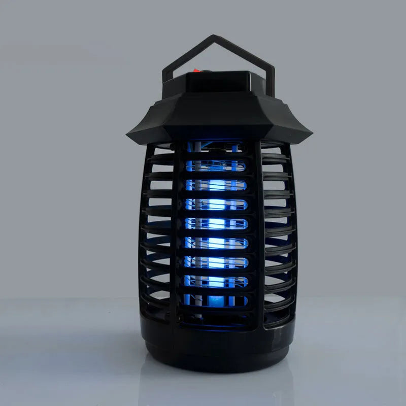 Black aromatherapy mosquito killer lamp with metal grid, for UV or LED tube options.