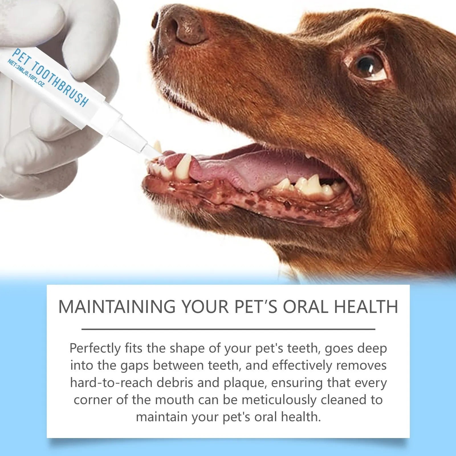 Pet toothbrush pen with 3ml breath freshener applicator for dog and cat dental care