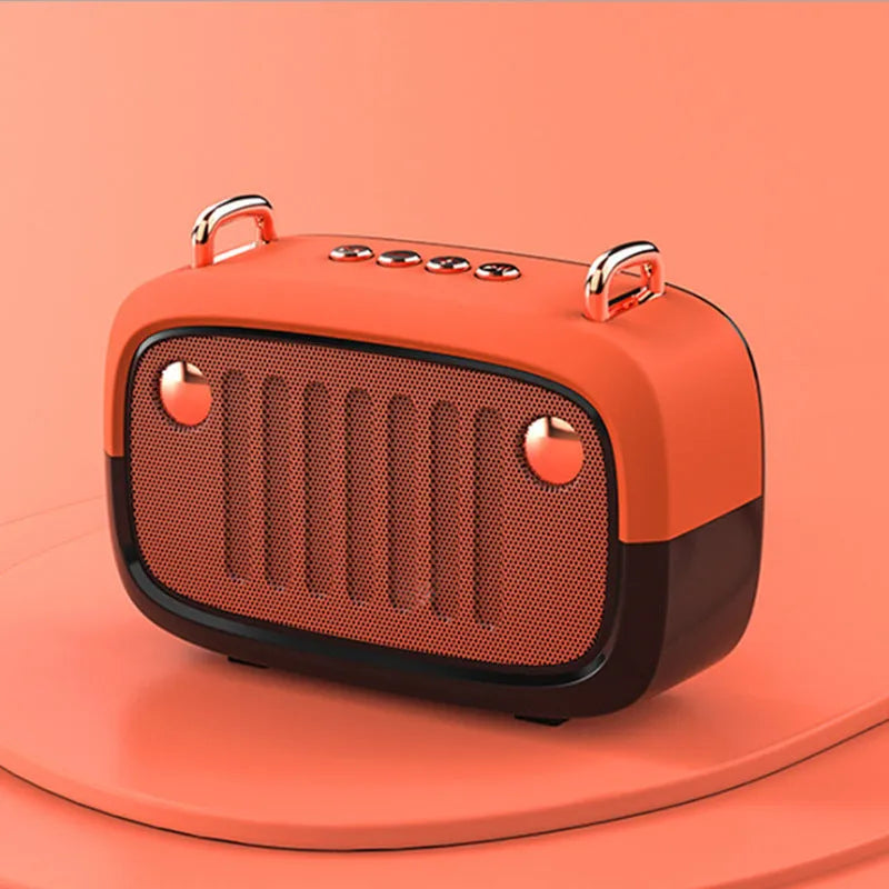Portable mini Bluetooth speaker with USB port showing colour options: black, blue, green, grey, orange