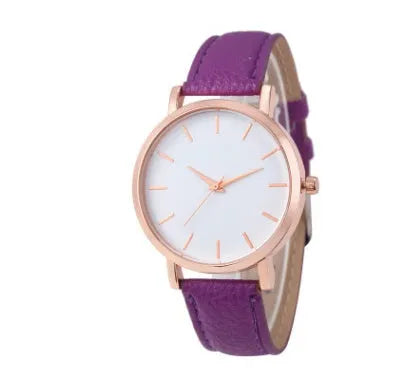 Quartz watch with square alloy case and PU leather strap in various colour options