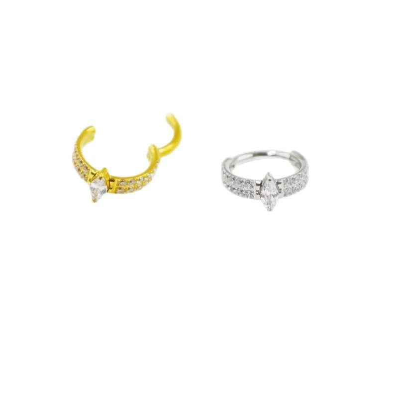 316 titanium steel heart shape earrings with full diamond appearance in silver and gold colours