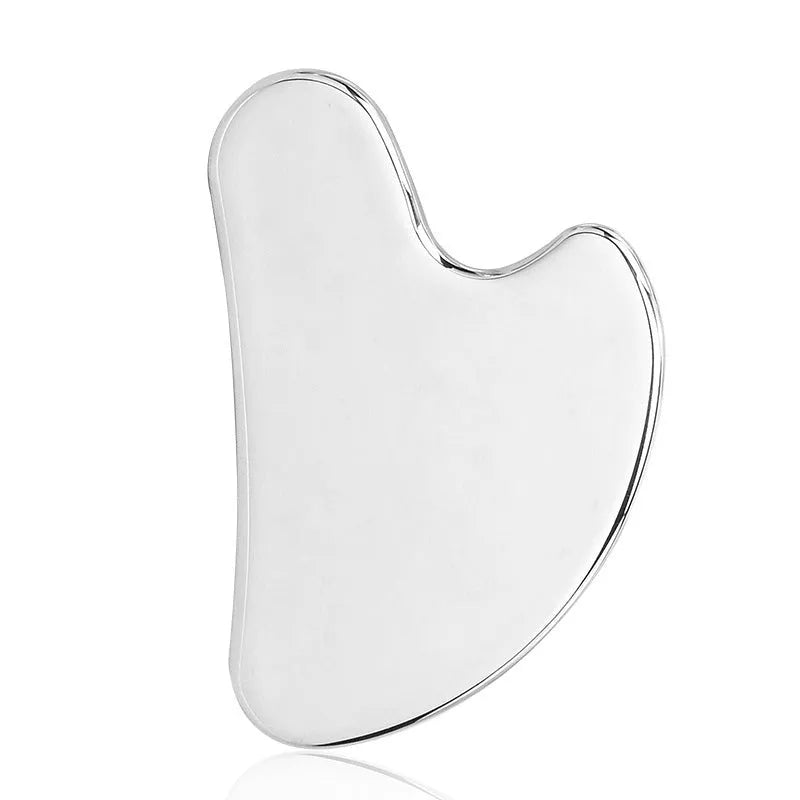 Stainless steel facial massage board set with heart-shaped eye tool and double-head roller