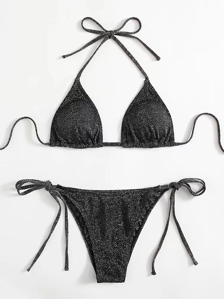 Women's bandage design bikini swimsuit in polyester available in multiple colours and sizes.