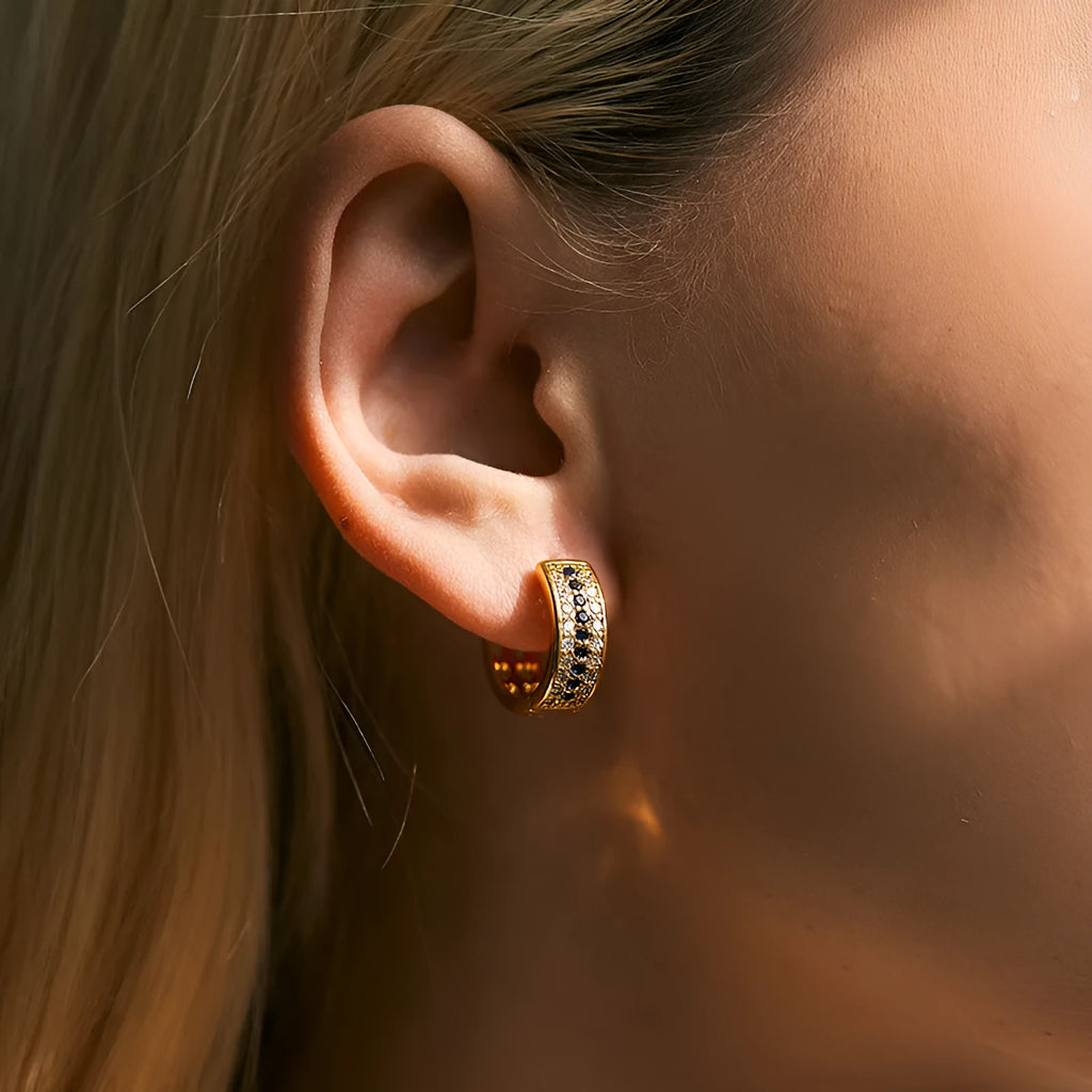 Geometric round women's earrings in copper with electroplated finish