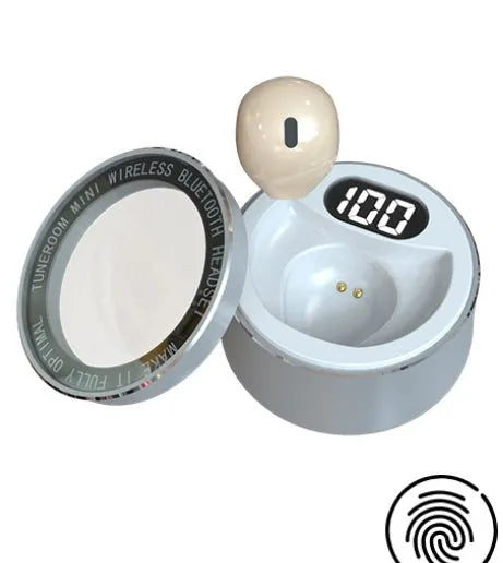 Invisible mini wireless Bluetooth earpiece with 9mm diameter in skin tone, white, or pink colours