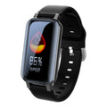 Call Bracelet smart wearable in black, blue, or coffee with heart rate monitor on wrist.