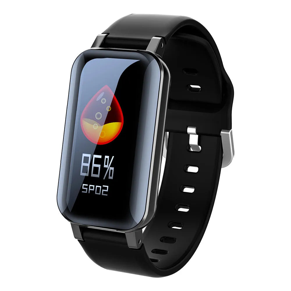 Call Bracelet smart wearable in black, blue, or coffee with heart rate monitor on wrist.