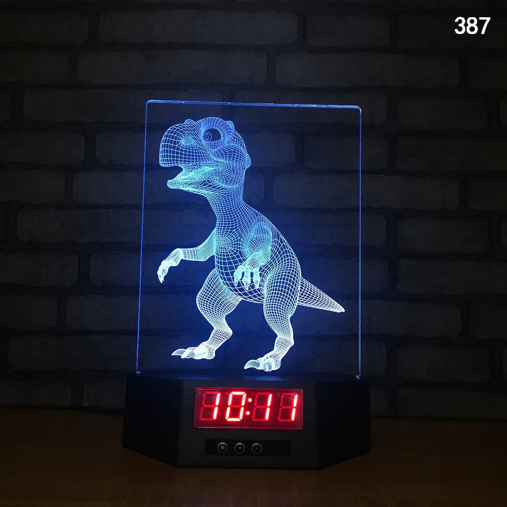 Glowing blue dolphin 3D night light with wireless charging base and remote control on wooden table