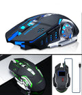 Black and white silent wireless mouse with six buttons showing wireless receiver