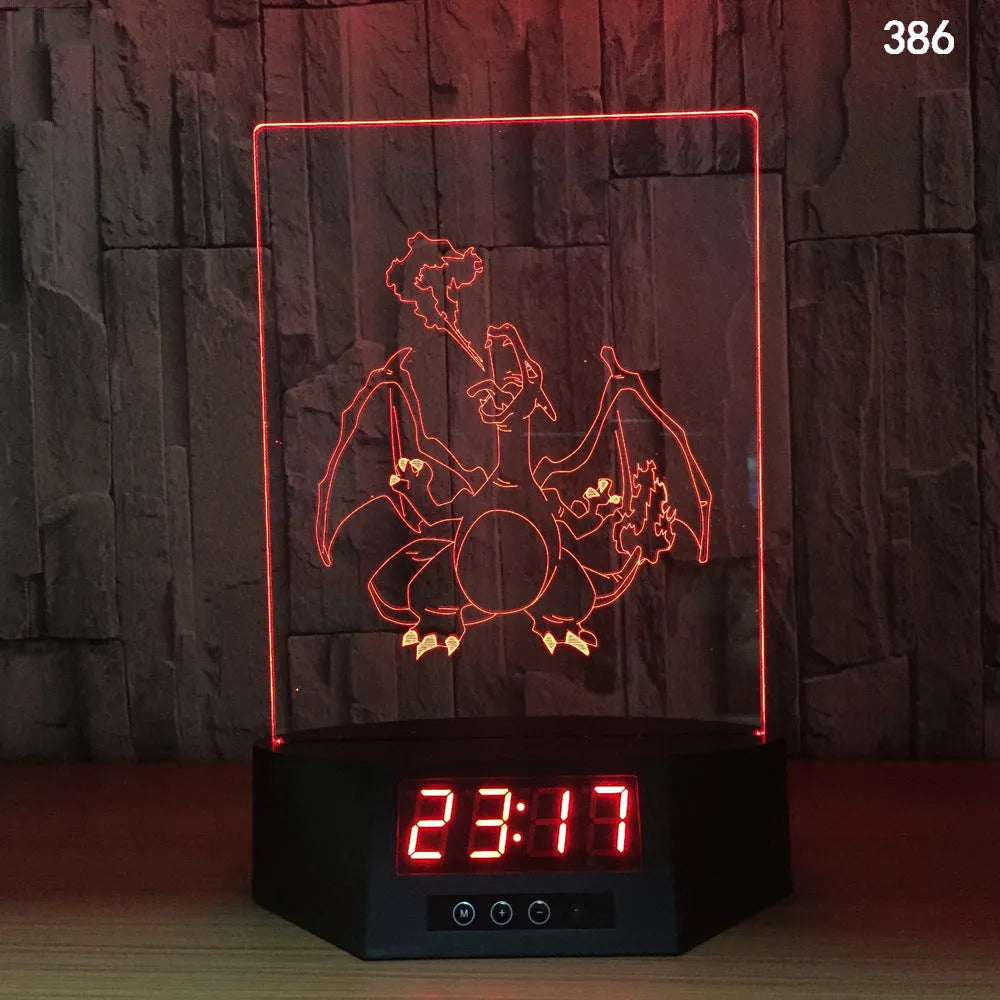 Glowing blue dolphin 3D night light with wireless charging base and remote control on wooden table