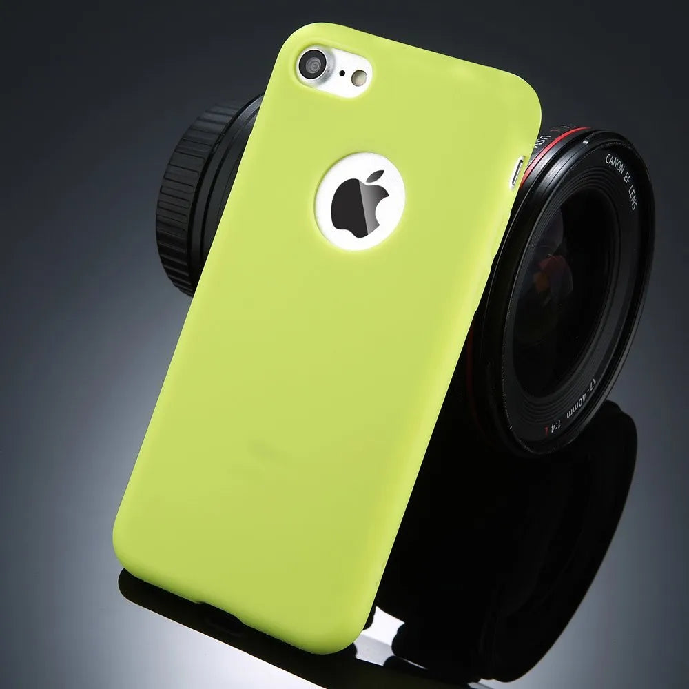 Candy colour soft silicone TPU phone case for iPhone with plain back in six colour options