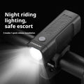 Black USB rechargeable bicycle headlight with quick-release strap mount