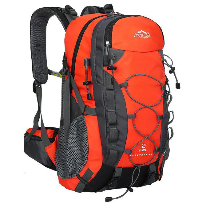 Polyester outdoor backpack in green, blue, black, or orange with 20-35L capacity for sports and travel