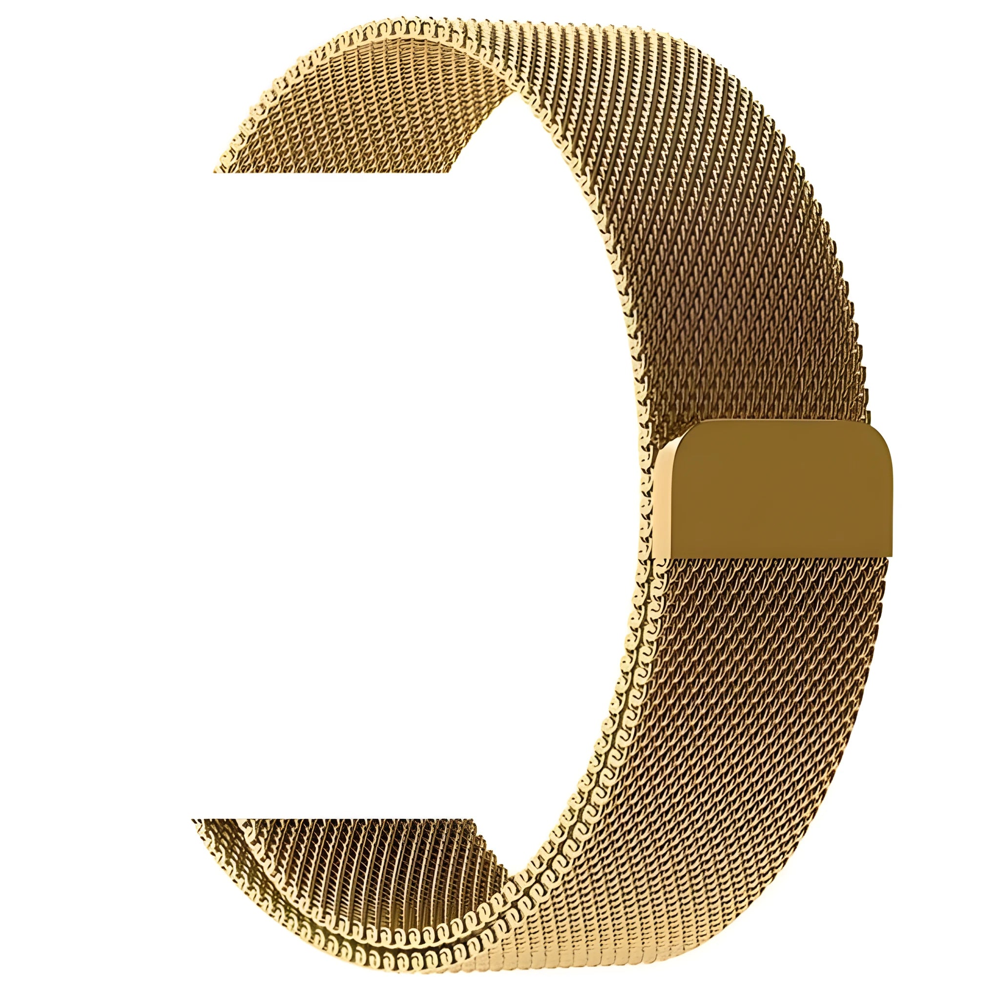 Stainless steel watch strap showing silver, black, gold, and rose gold colour options