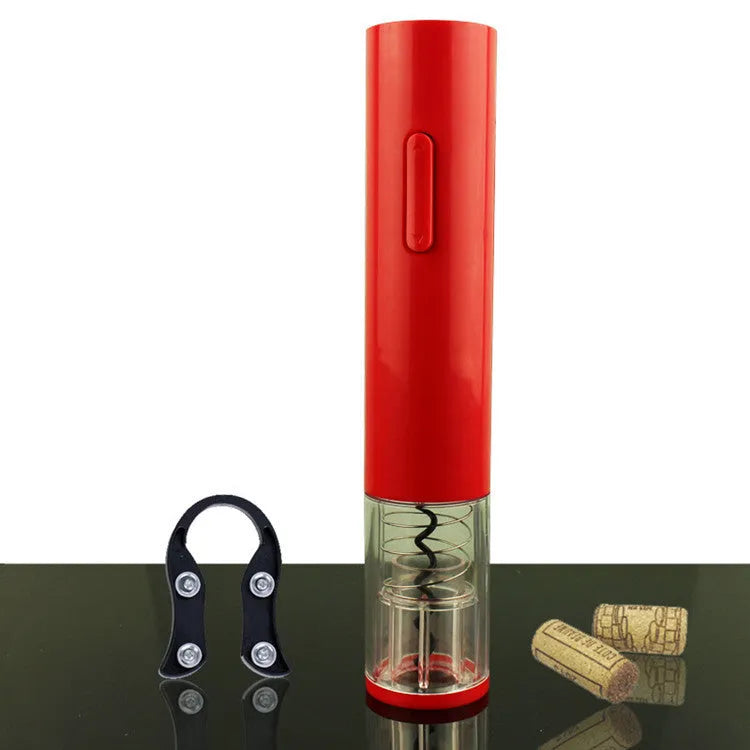 Black electric wine bottle opener with foil cutter, 23.5 cm length