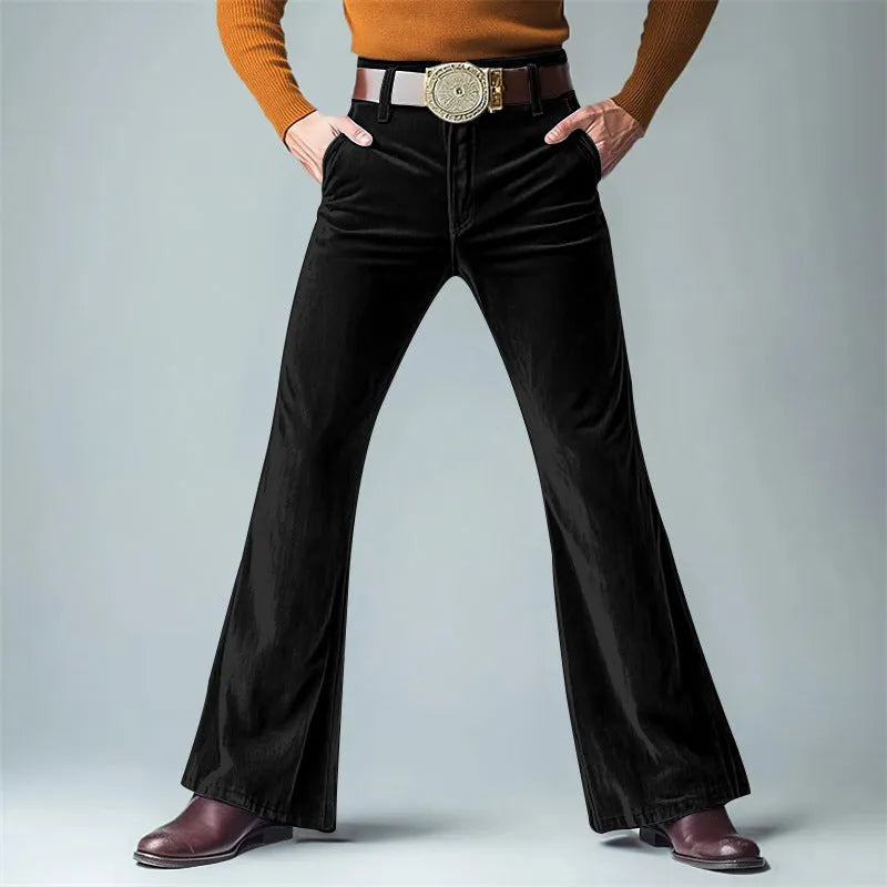 Men's gold velvet slim flared trousers in seven colours for banquet and business wear
