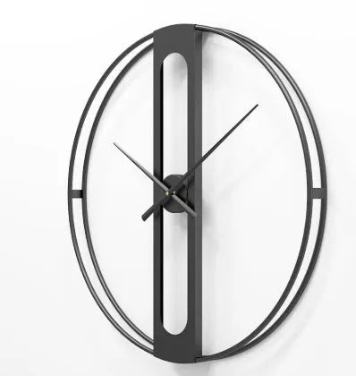Round metal wall clock with 50cm diameter available in black or gold finish