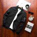 Men's slim fit casual baseball jacket with side zippered pockets in solid colour