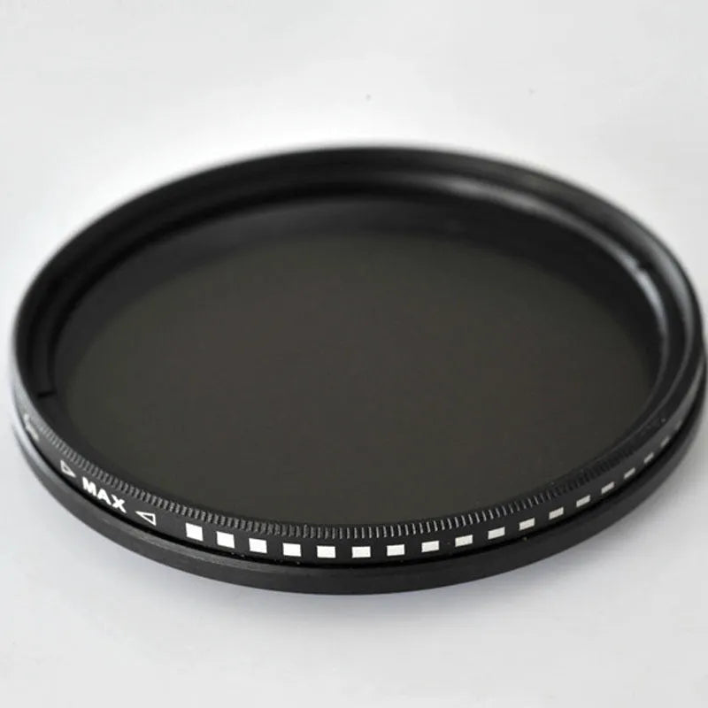 Adjustable camera ND filter with multiple thread sizes for lens compatibility