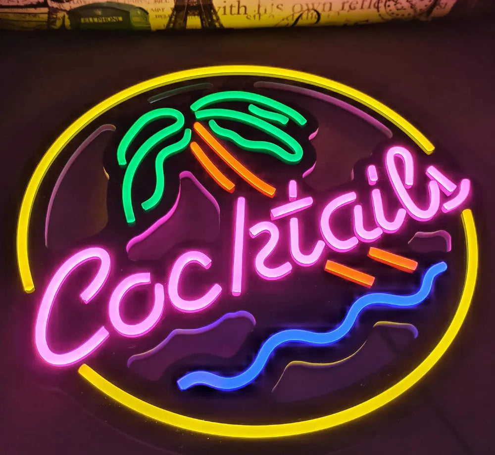 LED coffee neon billboard advertising light with mixed colour illumination for commercial decoration
