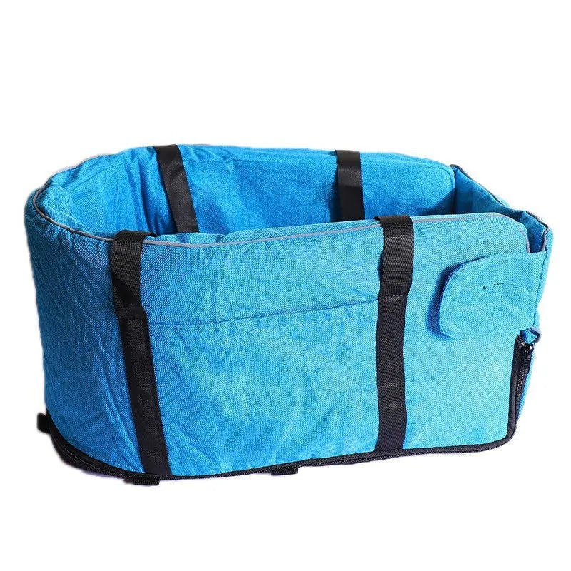 Outdoor cloth dog kennel in blue, suitable for car travel and as a pet bed.