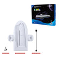 White PS5 Slim multifunction charging base with cooler fan and RGB ambient lighting.