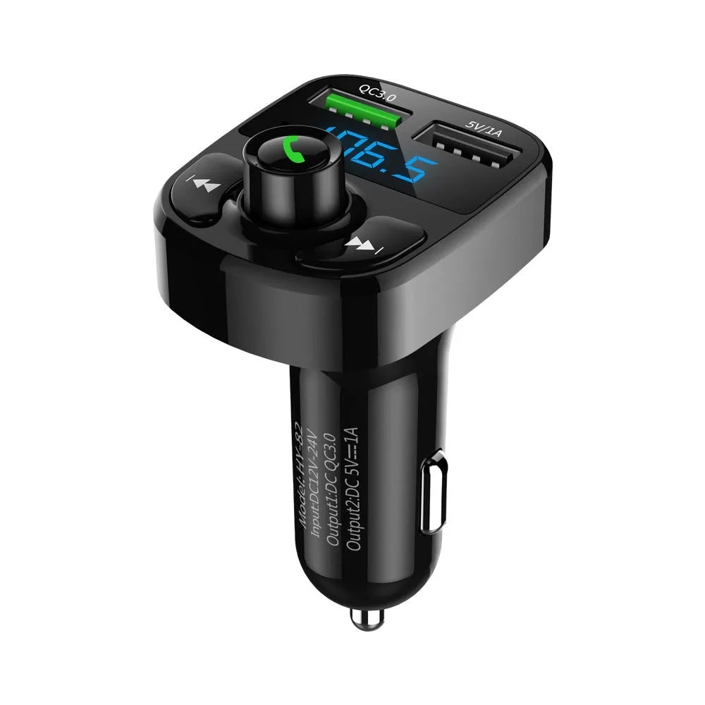 HY82 car MP3 player with Bluetooth and dual USB ports for cigarette lighter socket installation
