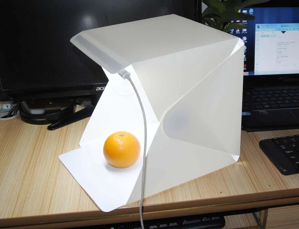 40cm folding studio LED soft light box with six coloured background cloths and USB cable