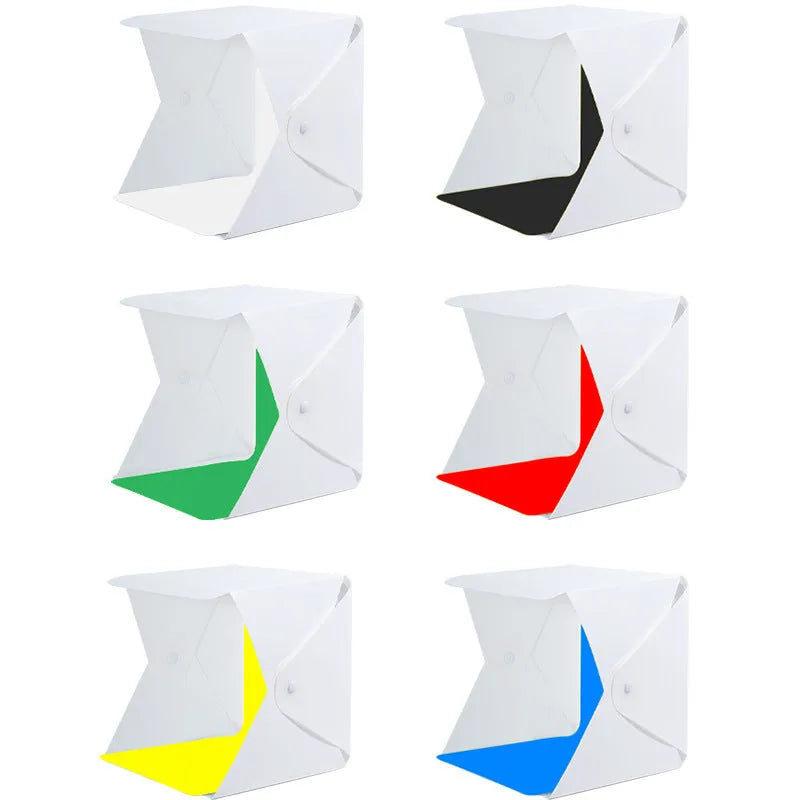 40cm folding studio LED soft light box with six coloured background cloths and USB cable
