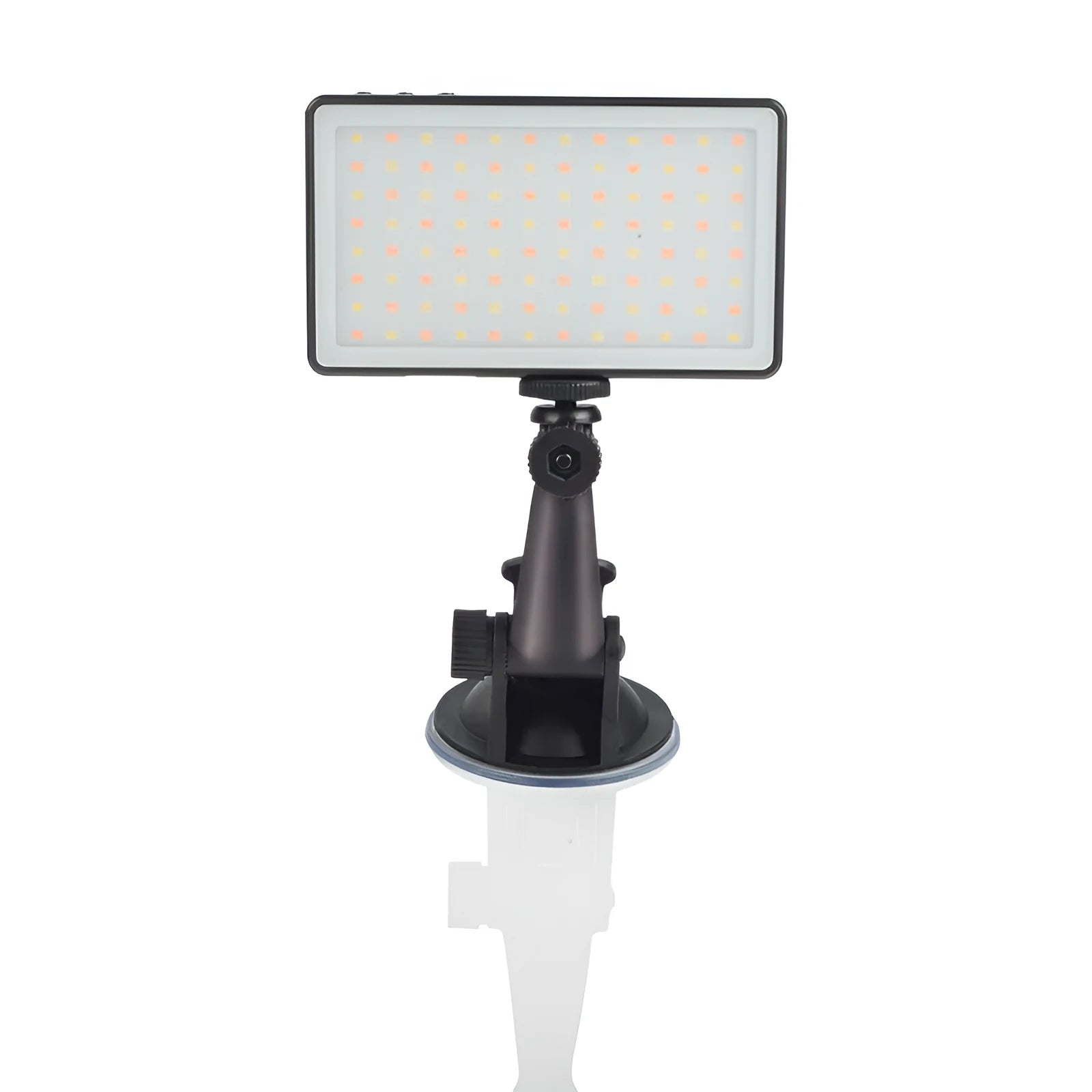 Black aluminium alloy LED video conference light panel with 96 LEDs, showing Type-C port and 1/4 inch mount thread.