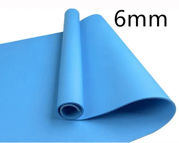 Red EVA yoga mat with textured anti-skid surface, shown rolled and unrolled.
