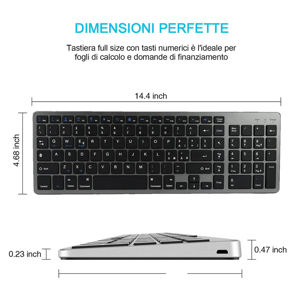 Ultra-thin white Bluetooth keyboard for iPad tablet and mobile phone with 104 keys