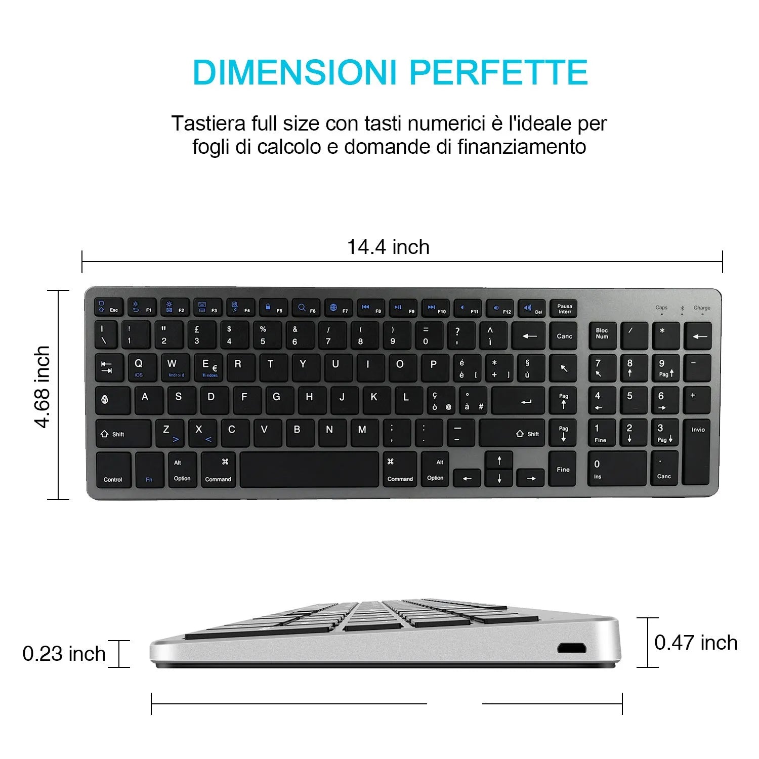 Ultra-thin white Bluetooth keyboard for iPad tablet and mobile phone with 104 keys
