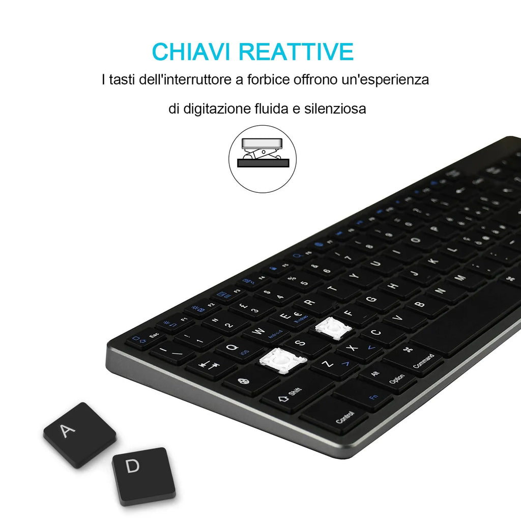 Ultra-thin white Bluetooth keyboard for iPad tablet and mobile phone with 104 keys