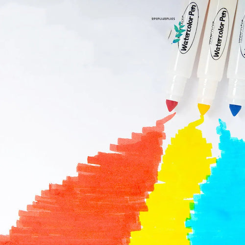 Children's plastic barrel watercolour pen set showing washable non-toxic pens