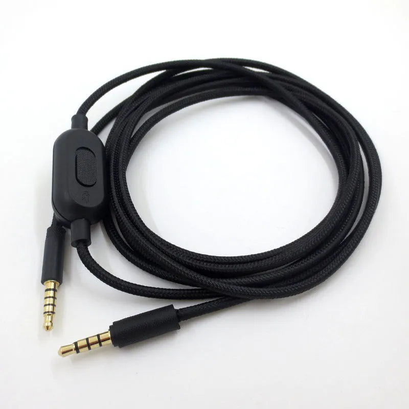Black universal 3.5mm stereo male-to-male audio cable for gaming headsets and digital devices.