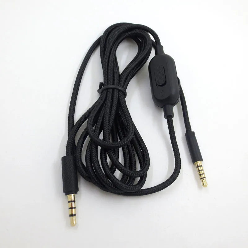 Black universal 3.5mm stereo male-to-male audio cable for gaming headsets and digital devices.
