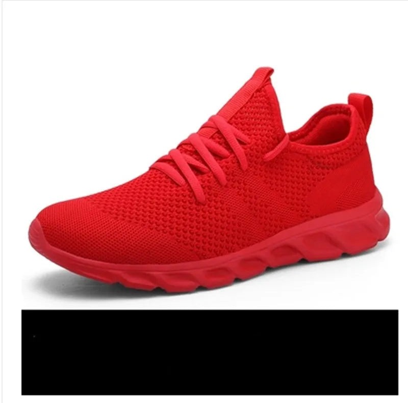 Men's black and white mesh sneakers with PVC sole and lace-up closure for casual sports