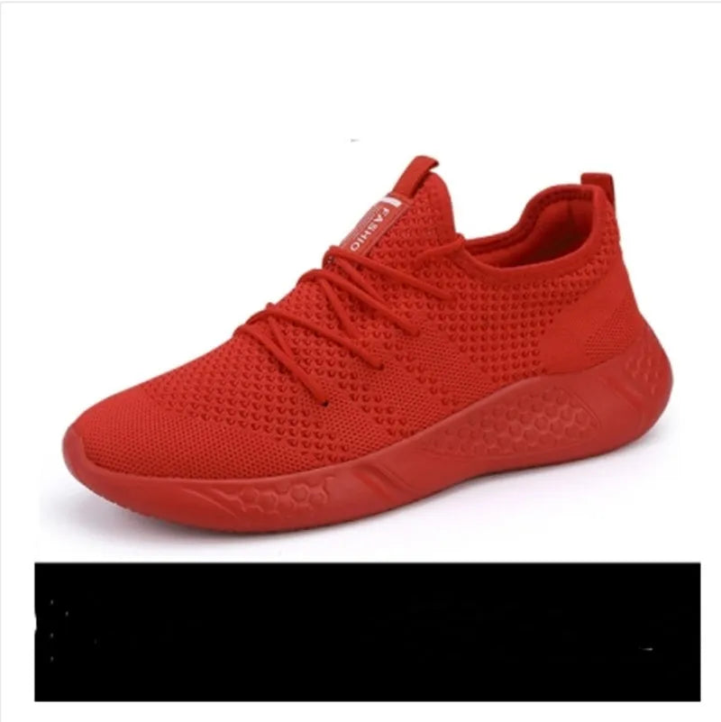 Men's black and white mesh sneakers with PVC sole and lace-up closure for casual sports