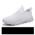 Men's black and white mesh sneakers with PVC sole and lace-up closure for casual sports
