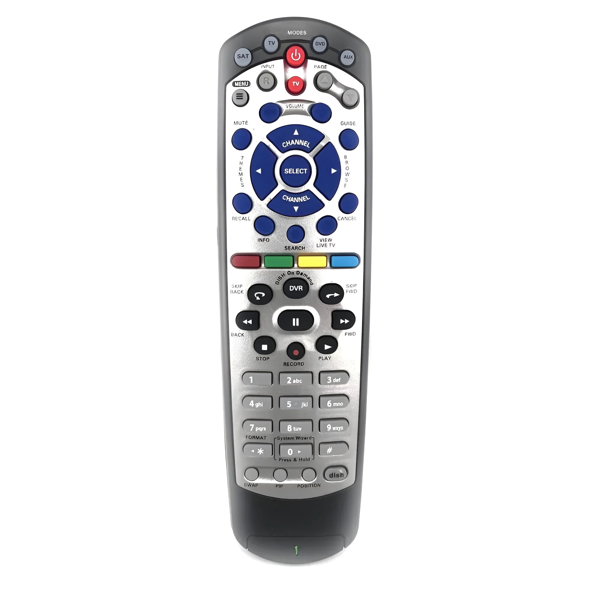 Black DISH Network universal remote control with flat design compatible with device code 20.1
