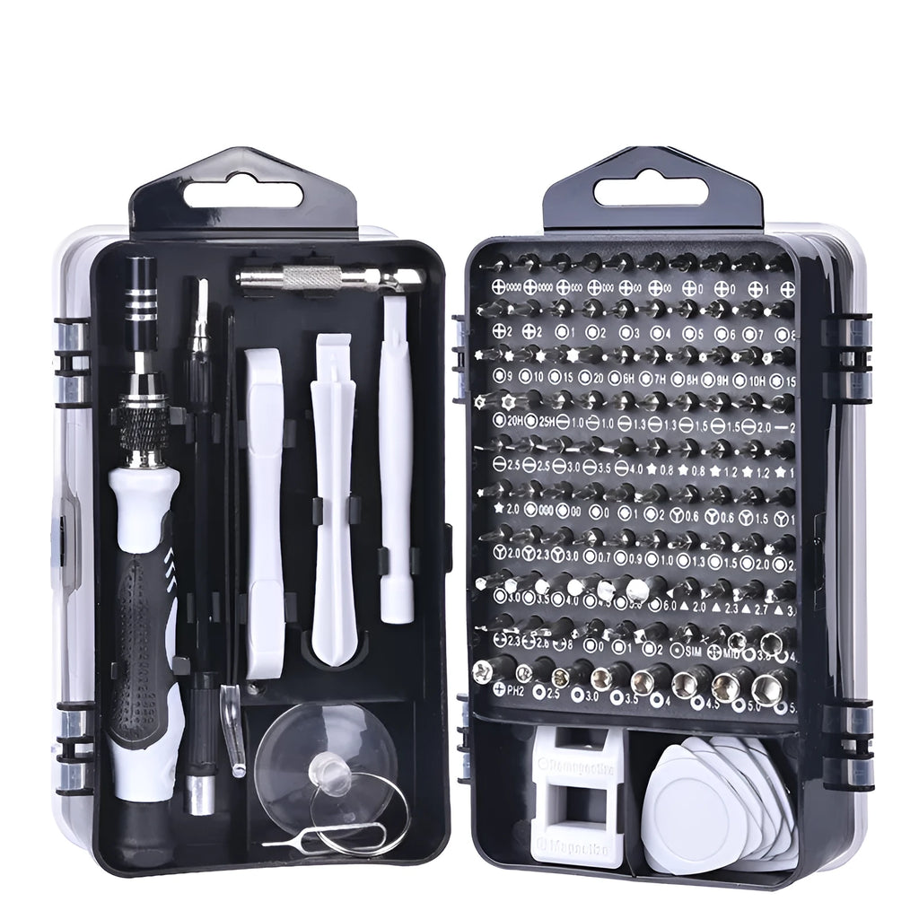 117-in-1 precision screwdriver set with magnetic bits and flexible extension for electronics repair