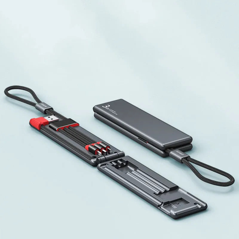 Portable multifunctional one-for-three charger with compact design and multiple charging ports